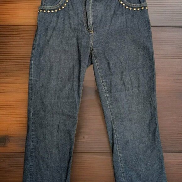 Dolce & Gabbana Womens Studded Crop Blue Jeans Vintage Size Italy 40 (28 x 20) - Picture 1 of 14